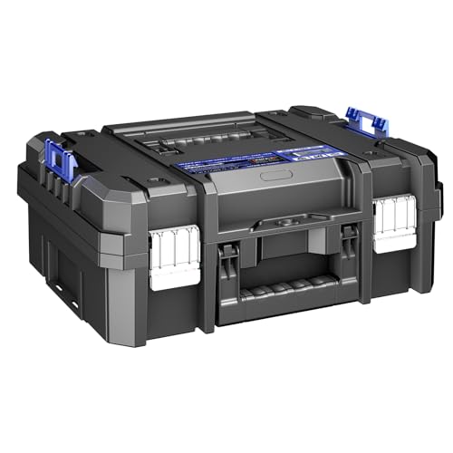 18 Inch Flat Top Tool Box | AIRAJ Stackable Modular Tool Organizer Box Storage System | Garage Storage | Home Repair | Professional Use | (SC1-A)