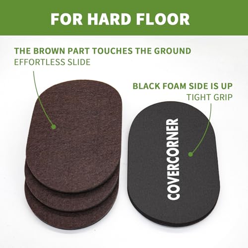 Furniture Sliders for Hardwood Floors 4 PCS - 9 1/2 inch Sliders for Moving Furniture – Felt Furniture Pads for Hardwood Floors Brown - size: 4 PCS 9 1/2" Brown