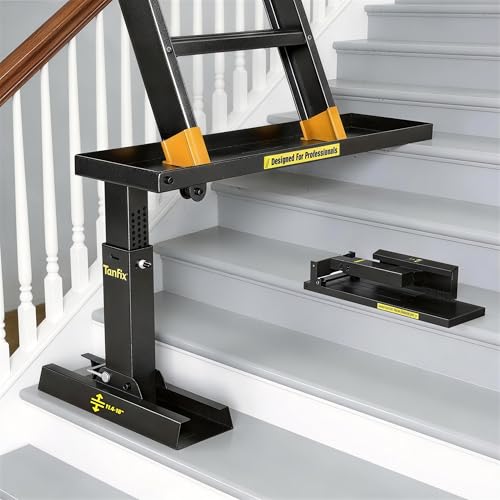 Foldable | Heavy-Duty Ladder Extender Pro, High Strength Steel Material Design Ladder Extension Pro for Stairs w/Non-Slip Mat, 11.4-18" Adjustable Height, Applicable Ladder Feet Spacing 25" - size: Pro 11.4-18"