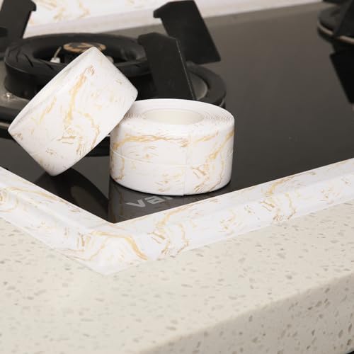 Kitchen & Bath Tape Caulk Strip, 1.5 Inch 10.5 Ft PVC Self Adhesive Waterproof Caulking Sealing Tape, Decorative Sealant Trim for Kitchen Sink Toilet Bathroom Shower and Bathtub (GoldCrack3.2M) - style: GoldCrack3.2M