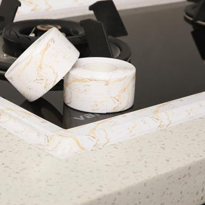 Kitchen & Bath Tape Caulk Strip, 1.5 Inch 10.5 Ft PVC Self Adhesive Waterproof Caulking Sealing Tape, Decorative Sealant Trim for Kitchen Sink Toilet Bathroom Shower and Bathtub (GoldCrack3.2M) - style: GoldCrack3.2M