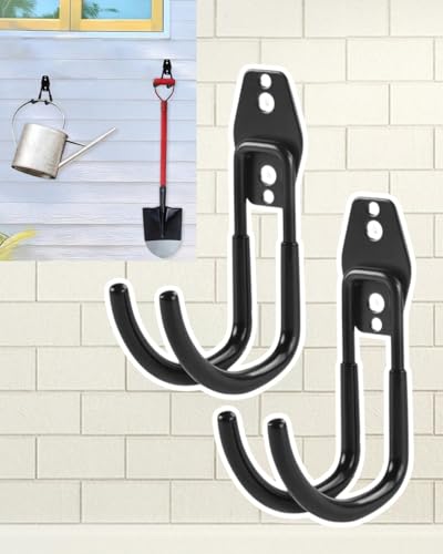 2PCS Wall Mounted Storage Hook is Used for Hanging Steel Heavy-Duty Transparent Hooks, Suitable for Hanging Bicycles, Ladders, Garden Tools, and Large Items in Bathrooms and Kitchens DJA599-02 - color: Blcak 2, size: 2 Pieces
