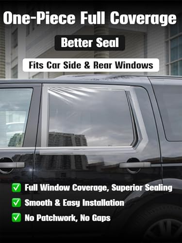Temporary Car Window Cover for Broken Glass, 78.7x39.4 in Waterproof Plastic Film & Fix Tools for Broken Car Window Emergency Repairs, Auto Glass Temporary Replacement Kit with Double-Sided Tape