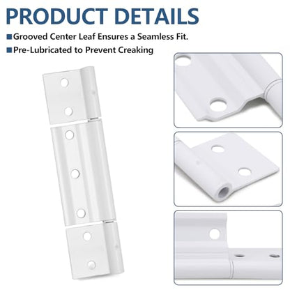 Replacement for Screen Doors Hinge fits for White Aluminum 1/8 in Larson Grooved Center Screen/Storm Door Hinge, Extruded Aluminum Door Hinge Kit Compatible with Most Screen Doors - White 3 Pack