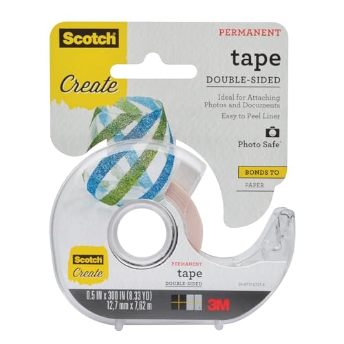 Scotch Create Double Sided Tape for Scrapbooking, Crafts, and School Projects, 1/2 in x 300 in, 1 Roll - size: 1 -Pack