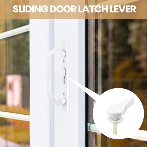 Zonon 4 Sliding Door Latch Lever Spindle White Steel Pin Set for Patio Door Replacement Hardware
