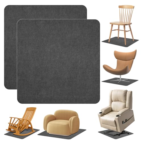 Recliner Pads for Hardwood Floors Non Skid, 35"x35" Furniture Pads Floor Mats for Carpet, Anti Slide Office Chair Mat for Floor Protector, Chairs Recliner Rug Non Slip Recliner Grippers (2 Pack-Grey - color: Grey, size: 35"x35"-2pack