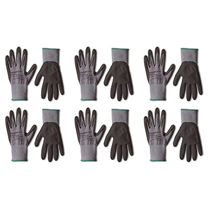 Amazon Basics Micro-Foam Nitrile Coated Safety Work Gloves, Nylon Liner Fiber, Touch Screen Compatible, Grey, Size 8, Medium, 6-Pack - size: Medium (Pack of 6)