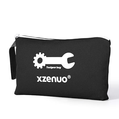 Tool Pouch Zipper Bag, 16oz Pure Cotton Canvas Tool Bag, 12.5 Inch Zipper Pouch for Organization, Storage Organizer Tool Pouches with Wristlet Strap, Black - color: Black