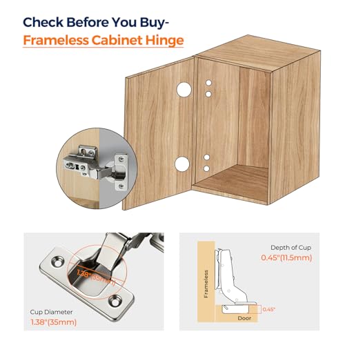 Ravinte 4 Pack 2 Pairs European Kitchen Cabinet Hinges Soft Close Full Overlay Cabinet Door Hinges Heavy-Duty Frameless Adjustable Concealed Cabinet Cup Hinge - size: Full Overlay