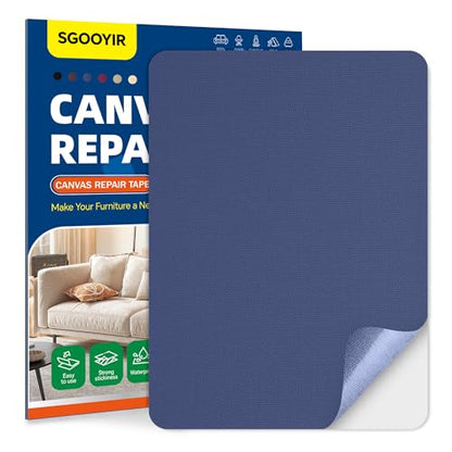 Self-Adhesive Canvas Repair Tape, 8.3" x 11" Waterproof Canvas Repair Patch, Fabric Patch Repairs Kit for Furniture, Tents, Sunbrellas, Boat Covers Awnings, Couches, Clothes, Bags Dark Blue - color: Dark Blue, size: 8.3" x 11"
