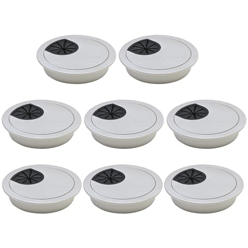 Desk Grommet 2-3/8" (60 mm), Desk Cord Hole Cover, Cable Grommet ABS Plastic, Desk Hole Grommet for Office and Home Table Cable, Detachable Cable Cord Organizer (Silver Sand 8 Pcs) - size: 2-3/8" (60 mm), style: 8 pcs Silver Sand