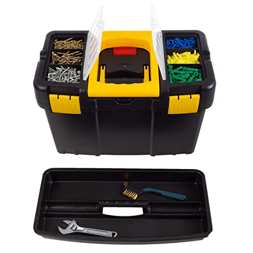 Portable Tool Box with Wheels - Stackable 2-in-1 Tool Chest with Fold-Down Comfort Handles, Tough Latches, and Removable Storage Trays by Stalwart - style: 2-in-1