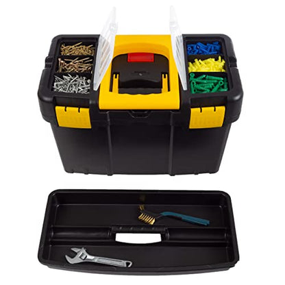 Portable Tool Box with Wheels - Stackable 2-in-1 Tool Chest with Fold-Down Comfort Handles, Tough Latches, and Removable Storage Trays by Stalwart - style: 2-in-1