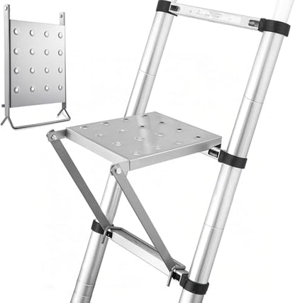Anti-Slip Ladder Work Platform Tray, 330 lbs Capacity Foldable Work Tray Attachment for Multi-Purpose Ladders, Ladder Work Platform Accessories for Painting, Wiring & Maintenance