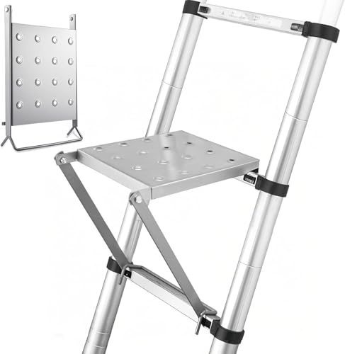 Anti-Slip Ladder Work Platform Tray, 330 lbs Capacity Foldable Work Tray Attachment for Multi-Purpose Ladders, Ladder Work Platform Accessories for Painting, Wiring & Maintenance