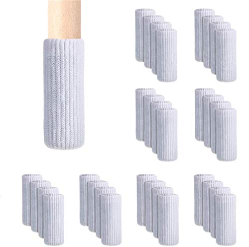 32Pcs Chair Leg Floor Protectors Knitted Furniture Feet Non-Slip Wear-Resistant Noise-Reducing Chair Covers Caps Set (Style 2-White) - color: Style 2-white