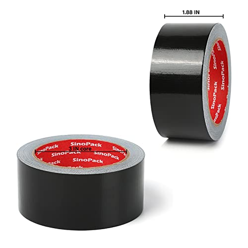 3 Pack Duct Tape Heavy Duty Waterproof No Residue Black Duct Tape Total Length 60 Yards x 1.88 Inch x 9Mils,Strong Adhesive Black Tape for Indoor Outdoor Repairs Tear by Hand - size: 1.88in X 20yds