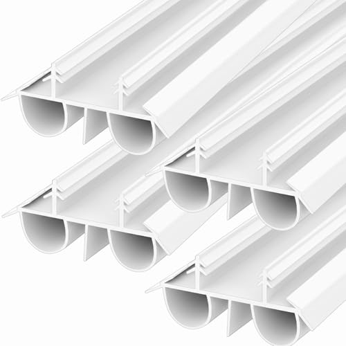 Lineshading 4 Pack Bottom Door Seal Exterior Plastic PVC 1 3/4" x 36" for Vinyl Concealed Kerf/Channel Fit Under Door Seal Strip for Weather Stripping Draft Stopper(White) - color: White