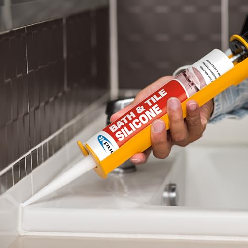 Bond It Bath & Tile Silicone, Premium Long Term Acetoxy Sealant, Waterproof Flexible Sanitary Silicone - Bathrooms, Kitchens, Showers, Tubs, Sinks, Countertops, Backsplashes, 10 oz, Pack of 12, White - color: White