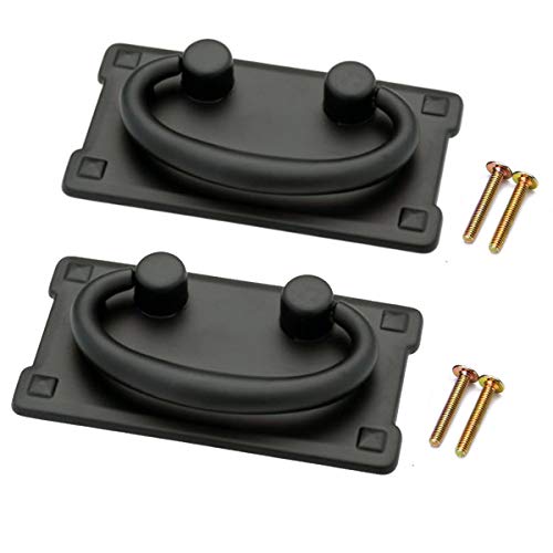 2pcs Vintage Antique Bronze Drawer Ring Pull Handles Knobs Hardware for Dresser Cabinet Door Furniture Drawers Bronze Hand Mission Hardware(Black) - color: Black