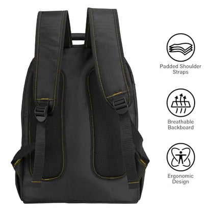 HAUTMEC Tool Backpack with Laptop Compartment, Heavy-Duty 1680D Water-Resistant Tool Bag with Reinforced Hard Base, Double Zipper, Widened Padded Straps for Technicians & Contractors – HTTBM25058 - color: Yellow & Black