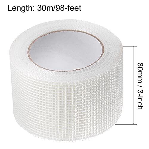 uxcell Drywall Joint Tape Self-Adhesive Fiberglass 3-inch x 98-feet Repair Patch Wall Hole Crack Mesh Size 2.8mm - size: 3" X 98'