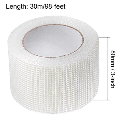 uxcell Drywall Joint Tape Self-Adhesive Fiberglass 3-inch x 98-feet Repair Patch Wall Hole Crack Mesh Size 2.8mm - size: 3" X 98'