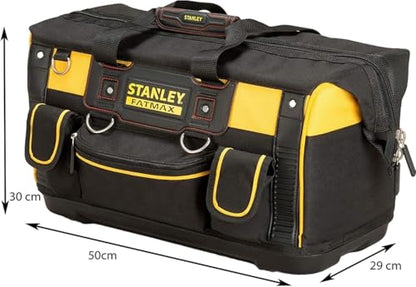 STANLEY FATMAX Open Mouth Rigid Tool Bag with Storage Compartment, Multi-Pockets Storage Organiser, 20 Inch, FMST1-71180, Black