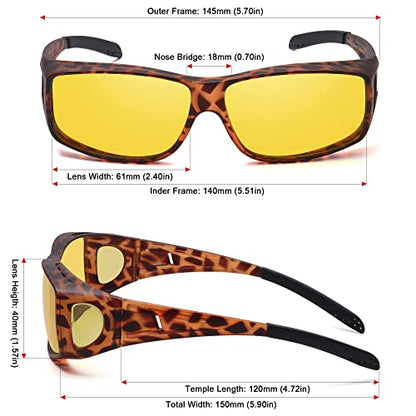 MEETSUN Fit Over Glasses Sunglasses for Men Women,Wrap Around Sunglasses Polarized UV400 Protection - color: (Z1)matte Leopard Frame-night Vision Lens