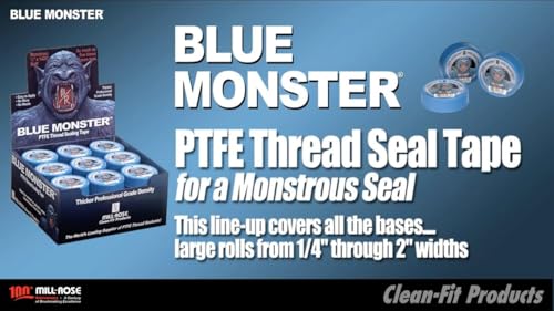 Blue Monster Teflon Tape 1/2 Wide 1,429" Long - Case of 45 Rolls