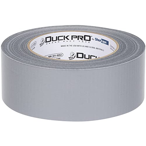 Duck Pro by Shurtape Utility Grade, Co-Extruded Cloth Duct Tape for Packaging, Sealing, Waterproofing, 48mm x 60yd, 6.0 mil, Silver, 1 Roll (105449)
