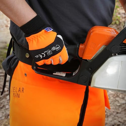 Chainsaw Safety Gloves, Chainsaw Protective Work Gloves, Cut Resistant Gloves, 12-Layer Protection on Left Hand Only - color: X-large Orange