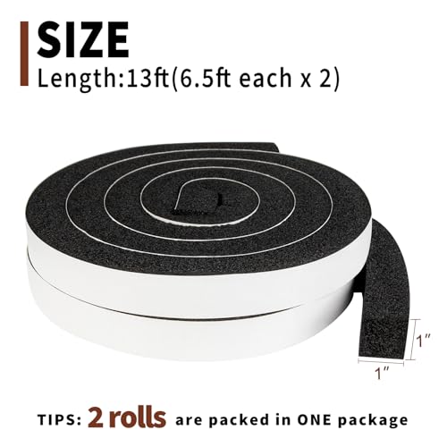 Yotache Air Conditioner Window Seal Kit - 1"x1" High Resilience Weather Stripping Foam Tape for AC Windows & Door Insulation, Noise Reducing, Air Leak Proof, 13Ft Long (6.5Ft x 2 Rolls, Black) - size: (1"×1") 13FT