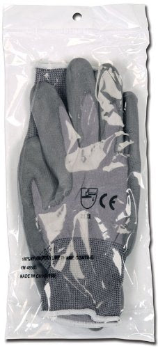 MCR Safety 9666S Nylon Knitted Shell Memphis Gloves with Gray PU Dipped Palm and Fingers, Gray, Small, 1-Pair - size: Small