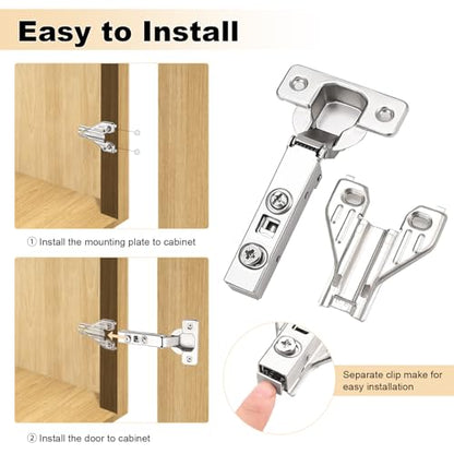 Probrico (2 Pair/4 Pack Full Overlay Soft Closing Clip On Face Frame Mounting Cabinet Hinges, 105 Degree Self Closing Kitchen Cupboard Door Hinges