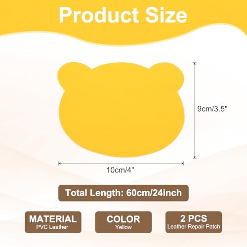 PATIKIL Leather Repair Patch, 2 Pcs 4 x 3.5 Inch Self-Adhesive Vinyl Patch Furniture Tape Repair Kit for Sofas Couches Stools Chairs Cabinets Bags, Yellow - color: Yellow