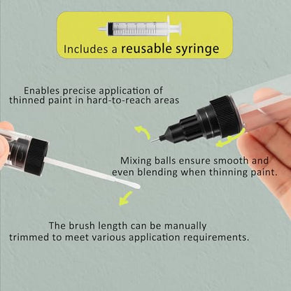 Touch Up Paint & Oil Pen, 20ml 3-Pack with Brush, Precision Tip & Shaker Ball, Refillable Tool for Precise Wall Repair, Furniture Scratches, and Lubricating Gears/Chains in Tight Spots