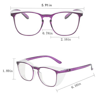 Safety Glasses for Men Women Nurses Anti Fog Stylish Fashion Comfortable Goggles with Side Shields Eye Protection for Adult - color: Dark Purple