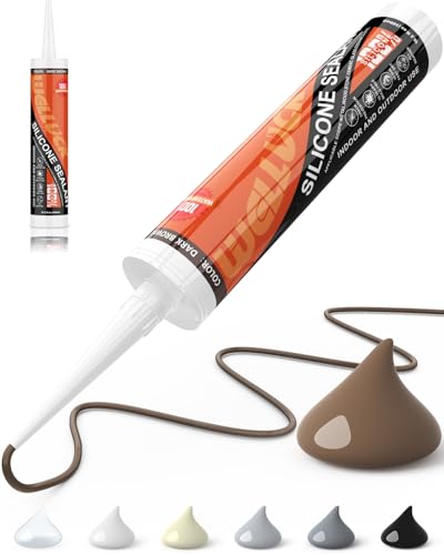 WELLUCK Dark Brown Silicone Caulk, 100% Waterproof Silicone Sealant Adhesive Caulking,for RV, Kitchen,Bathroom, Window, Door, Glass,10.2FL.OZ/300ML (1Pack) - color: Dark brown, size: 1 Pack