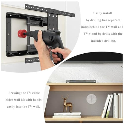 4 Pack TV Cord Hider for Wall Mounted TV, 2-3/8"(60mm Hole) Wire Hider in Wall Cable Management Kit, Includes 4 Pass Throughs and 1 Hole Saw Drill Attachment Easy to Install - size: 60mm - 4 Pack