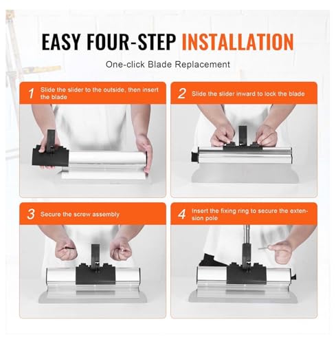 Drywall Skimming Blade Set, 7/10/14/16/24in Skim Coat Tools with Extension Pole, Stainless Steel Putty Knives for Gyprock, Plasterboard Wall Repair