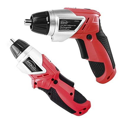 Apollo Tools 161-Piece Complete Household Tool Set with 3.6 Volt Lithium-Ion Cordless Screwdriver and Most Needed Hand Tools Selection for Boats, Vehicle and Garage - Red - DT0739