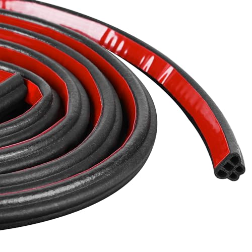 Car Weather Stripping Self Adhesive 16.5Ft Double Layer 5-Hole Universal Automotive Soundproofing Weatherstrip Adhesive Car Door Rubber Seal Strips with Adhesive Backing for Car RV Truck Doors Window - size: 16.5Ft