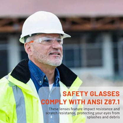 Salfboy Anti Fog Wraparound Safety Glasses Bulk, ANSI Z87.1 Certified for Construction, Yard Work, Laboratories - style: Orange Leg