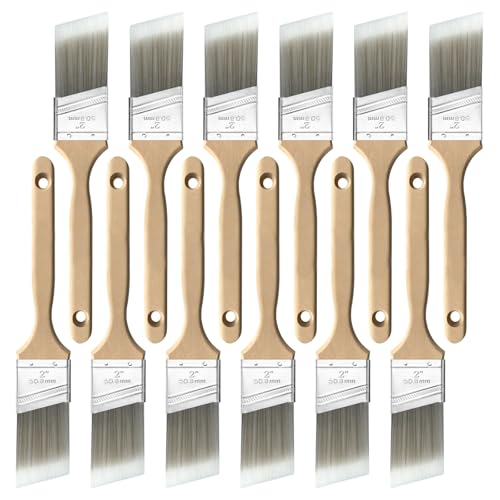 Great Andrew 12 Pack 2-inch Paint Brushes, Angle Paint Brushes with Wood Handle for Painting Walls, Trim & Detail Work, Oil Paints & Stains, Latex - size: 12 pcs - 2-inch