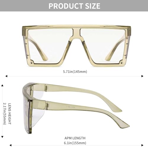 Z87 Safety Glasses – Photochromic Blue Light Blocking UV400 Sunglasses, Impact Resistant Work & Outdoor Eyewear - color: Clear Green
