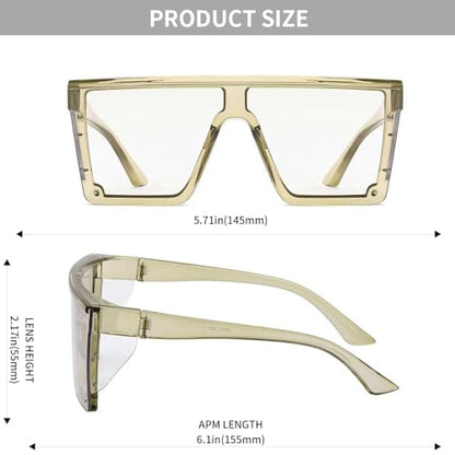 Z87 Safety Glasses – Photochromic Blue Light Blocking UV400 Sunglasses, Impact Resistant Work & Outdoor Eyewear - color: Clear Green