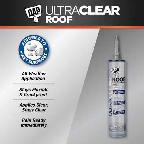 DAP Ultra Clear Roof Waterproof Rubberized Sealant, Crystal Clear, 10.1 Oz (7079818395)