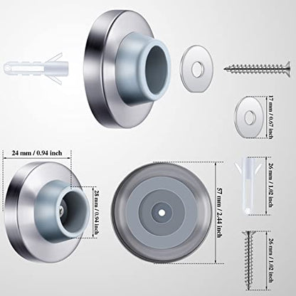 Pangda Concave Wall Door Bumper Stop Silver Stainless Steel Wall Door Bumper with 1-1/8 Inch Gray Round Rubber Protector Stops(Silver,18 Pieces) - color: Silver